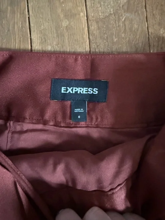 Express Burgundy High-Low Wrap Skirt with Tie Waist - Picture 2 of 4